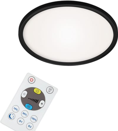 BRILONER - LED Plafonniére - plafondlamp dimbaar - met achtergrondverlichting - incl. afstandsbediening - 18 Watt - 2400 lumen - wit-zwart