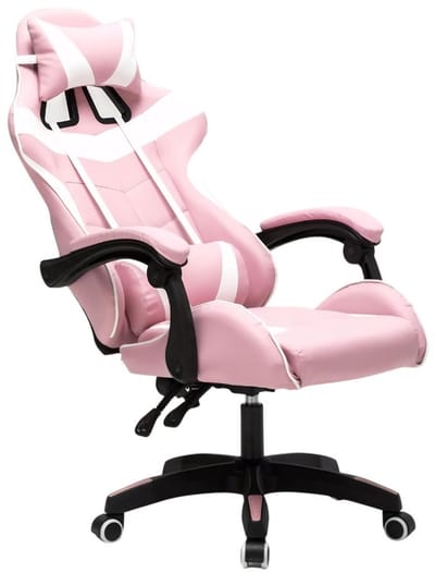 KAD® Gaming Stoel - Gaming Chair - Chair - Roze/Wit - ‎50cm x 63cm x 128cm