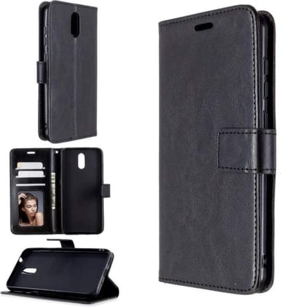 LuxeBass Hoesje geschikt voor Nokia 2.3 hoesje book case zwart - telefoonhoes - gsm hoes - telefoonhoesjes