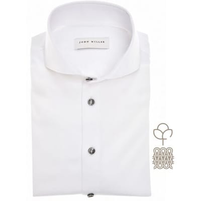John Miller Overhemd Natural Comfort Knitted Organic Cotton Shirt Wit / male