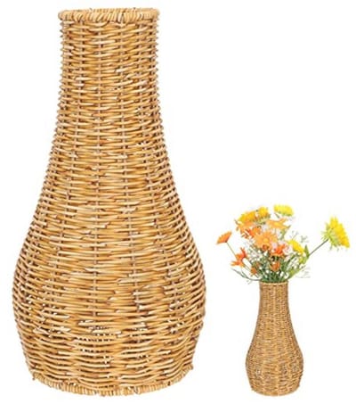 Hoge Gevlochten Vaas voor Gedroogde Bloemen - Decoratieve Tafel Vaas voor Woonkamer