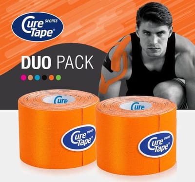 CureTape® Sports voordeelset Oranje - Kinesiotape - 25% extra kleefkracht - 5 cm x 5 m - cure tape extra strong - fysiotape - kinesiologie tape - elastische viscose met extra kleefkracht - geschikt voor sport