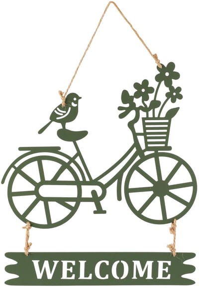 Dekoratief | Hanger fiets 'Welcome', metaal, 23x26cm | A260667