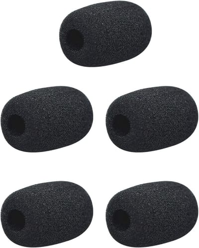 Set van 5 Vervangende Schuimwindschermen voor Microfoons en Headsets, Ideaal voor Lesgeven, Podiumoptredens en Vergaderingen, Zwart