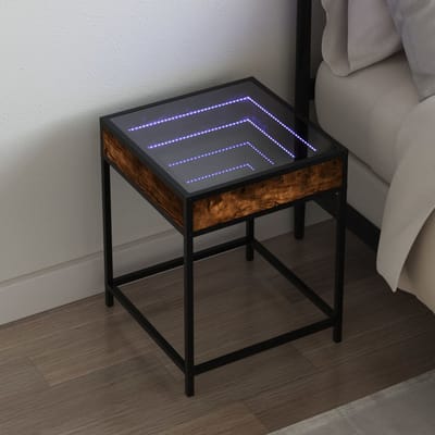 vidaXL Nachtkastje met Infinity LED 40x40x51 cm gerookt eikenkleurig