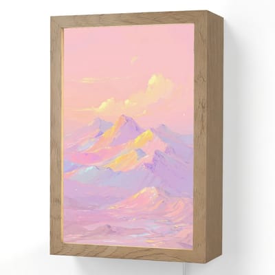 Wandlamp 20x30 cm - Oplaadbaar - Bergtoppen - Wolken - Dromerig - Wandlampen binnen woonkamer - Slaapkamer lamp met kabel - Decoratieve nachtlamp - Vloerlamp snoer