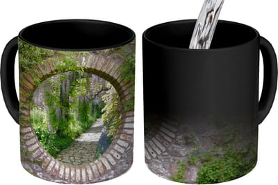 Magische Mok - Foto op Warmte Mokken - Koffiemok - Bos - Stenen - Doorkijk - Pad - Magic Mok - Beker - 350 ML - Theemok