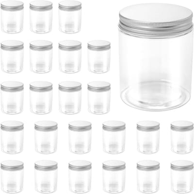 24 Stuks 250ml Doorzichtige Plastic Opbergpotten, Herbruikbare en Lekvrije Potten voor Specerijen, Crèmes en Lotion