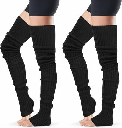 Famanu - Lolita gebreide beenwarmers, gothic stijl, Y2K accessoire, zwart