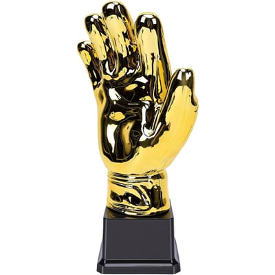 Gouden Voetbalhandschoen Trofee Doelman Prijs Voetbal Sportwedstrijden Souvenir Verzamelingen Handschoen Trofee yellow