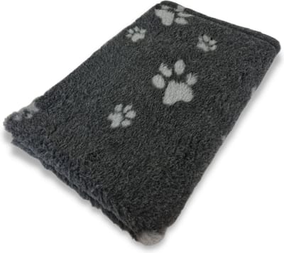 Topmast Vetbed Hondendeken Dierenmat - Antraciet Met Voetprint -  Anti-Slip - 150 x 100 cm