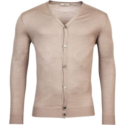 Thomas Maine Vest Cardigan Buttons Single Knit Merino Wool Licht Beige / male