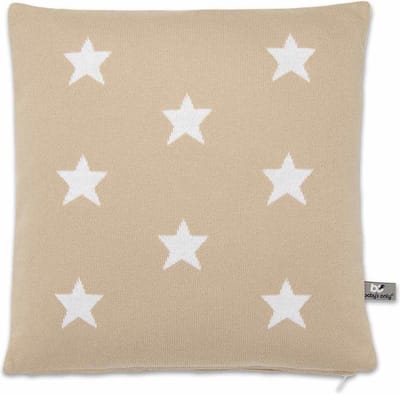 Baby's Only Gebreid sierkussen babykamer Star - Beige/Wit - 40x40 cm - Inclusief kussenvulling