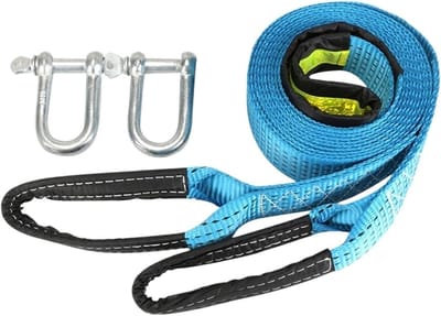 Noodsleeptouw - Trekkoord - Voertuigen Slepen - Met U-haken - 8 Ton Capaciteit - Blauw