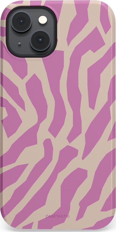 Casetastic hoesje geschikt voor Apple iPhone 14 - MagSafe - Dubbellaagse bescherming - Zebra Roze Magenta Flow - Fashion Case - Lila Zand