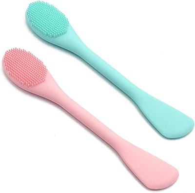 Twee siliconen gezichtsmasker applicatorborstels - Zachte DIY huidverzorgingstools - Exfoliërende reinigingsborstels - Roze en lichtgroen