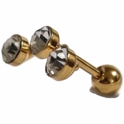 Aramat Jewels | Piercings | Helixpiercing met Kristallen Goudkleur | | | |15mm | Staal | Volwassenen | Verkleurd niet