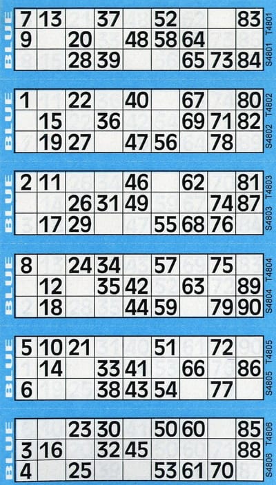 Bingo Tickets - Bingo Kaarten - Spelavond Organiseren - Grote Vetgedrukte Cijfers - 600 stuks - Blauw