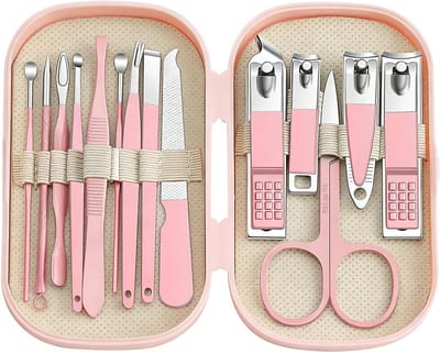 Complete 14-in-1 Manicure Set met Opbergdoos van Kunststof, Nagelknipper, Nagelschaar en Verzorgingsaccessoires voor Thuis en Reizen