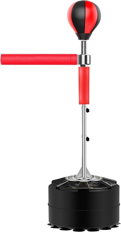 Boksstandaard met Bal - Vrijstaande Bokszak - Fitness Training - Instelbare Hoogte - 157.5 cm Max - Rood Zwart