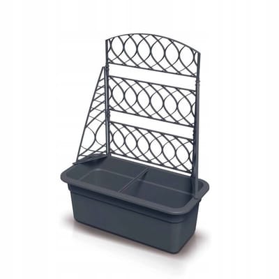 Prosperplast Bloembak met pergola van kunststof grijs 58 x 28,8 x 78 cm