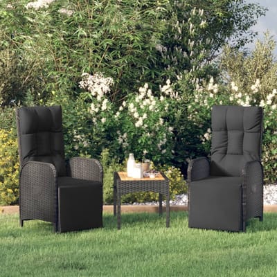 Outdoor relaxstoel - Verstelbare stoel - Tuin ontspanning - Met comfortkussen - 2 stuks - Zwart