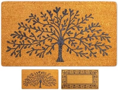 Natuurlijke Kokosvezel Voetmat 40x70 cm - Antislip PVC Onderkant - Binnen en Buiten Gebruik - Moderne Deurmat voor Gang, Entree, Keuken - Waterdichte Vuilvangmat voor Binnenshuis en Buitenterras