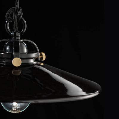 Ferroluce Hanglamp Edoardo, 31cm, zwart keramiek