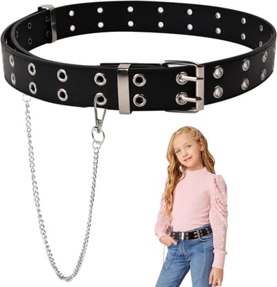 Punk Studs Riem voor Kinderen met Dubbele Gaten en Nieten voor Jeans en Gothic Kleding