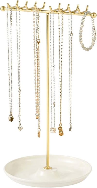 Sieradenstandaard - Juwelier Display - Orde Houden - Keramische Basis - 31x19x16 cm - Wit