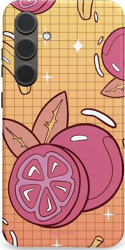 Casetastic Hoesje Geschikt voor Samsung S24 Plus - Stijlvolle Beschermende Duo-layer Case - Fruitige bananen ruitjes