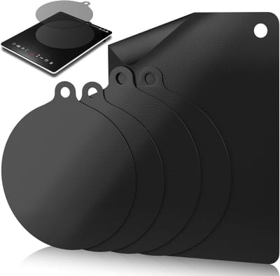 Set van 5 inductiebeschermingsmatten, hittebestendige silicone matten voor inductiekookplaten, beschermt tegen krassen en vuil, eenvoudig schoon te maken, zwart