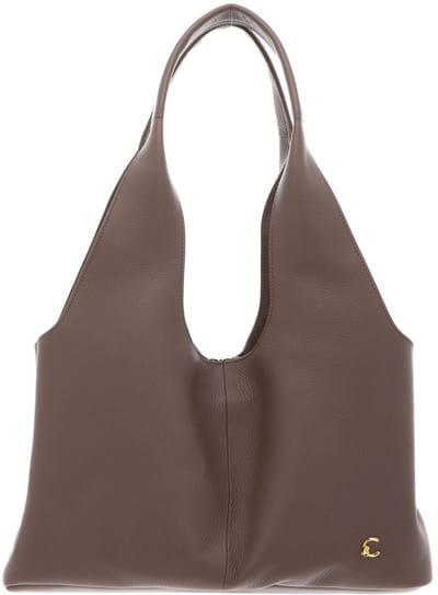 COCCINELLE Leren schoudertas Nell Handbag Grained Leather Warm Taupe