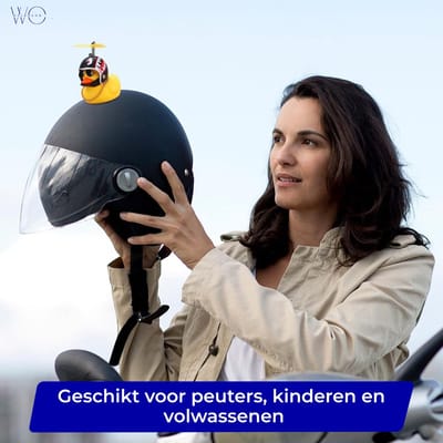 Waledano® Auto En Fiets Decoratie- Auto Eendje Decoratie - Geschikt voor Auto ,Motor en Fiets Decoratie - speelgoed- Accessoires fiets - met Helm, Zonnebril en metalen Ketting