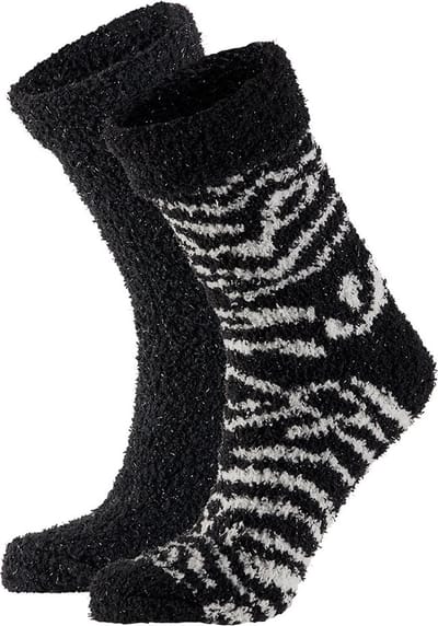 Apollo Dames Bedsokken Zebra Zwart One size 2 paar