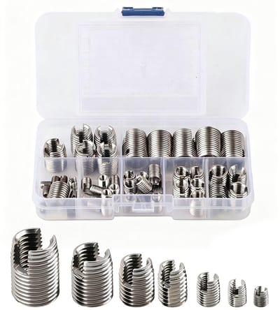 Dailygoods- Schroefdraadinzetstukken Set van 50 - Roestvrij Stalen - Reparatiegereedschap - Zelftappende - Schroefdraadversterker - Opbergkoffer - Diverse Maten - Draadversterkers