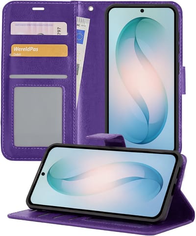 Hoesje - Geschikt voor Samsung Galaxy S26 - Luxe Bookcase - Walletcase Hoes - Portemonnee - Cover - Telefoonhoes - Paars