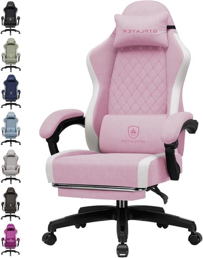 Ergonomische Stoel - Bureaustoel Werkstoel - Comfortabel Zitten - Verstelbare Lendensteun - Groot Hoog - Roze