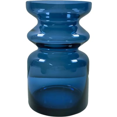 Present Time Vaas Gusto - Blauw - 15.5x15.5x25cm - Glas - Modern - Bloemenvaas - Woondecoratie - Decoratieve vaas voor woonkamer of slaapkamer