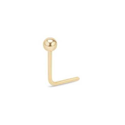 14kt - Geelgouden Neus Stud met Balletje 3 mm - 0,8 mm Staaf Dikte - 6 mm Lengte - 14 Karaat Gouden Neuspiercing - Nose Stud - Echt Goud (585) - Inclusief Echtheidscertificaat