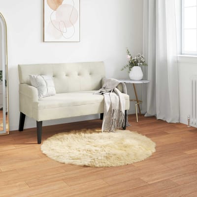 vidaXL - Tapijt - van - imitatie - schapenvacht - TAFALLA - Crèmekleurig - Ø - 80 - cm