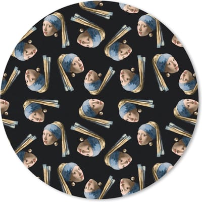 Muismat rond 20x20 cm - Mousepad Patronen - Meisje met de parel - Vermeer - Ronde muismatten