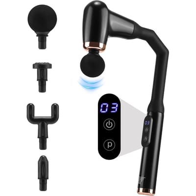 Slimme Fascia Gun 3 Modi 6 Niveaus Verstelbare Elektrische Massager Draagbare Handheld Massage Hamer voor Thuis Rugverlichting zwart