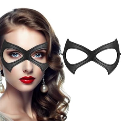 Zwarte kat masker - Half kat oog masker - Make-up bal masker - Rollenspel kostuum feest - Dress-up lederen masker - 2 stuks kostuum