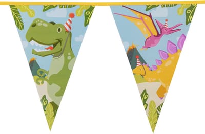 vlaggenlijn - dino - junior - 6 meter - groen - Dinosaurus - verjaardag - verjaardag slinger - kinderfeestje