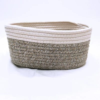 Moderne eenvoudige opbergmand van katoenkoord voor bureau-indeling en opslag van diverse spullen, geweven opbergmand van hennepkoord, cosmetica-opbergmand 25x18x13cm gray