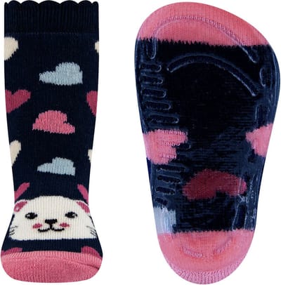 Ewers antislip sokken blauw met poesjes