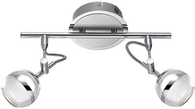 LED plafondspot Plafondlamp Spotlamp, 2 vlammen Spots beweegbaar, chroom acryl, 2x LED 5W 350Lm warm wit, HxLxB 20x32x13cm