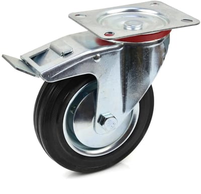 GEKO Zwenkwiel met rem - 160 mm - Staal en rubber - 150 kg draagkracht