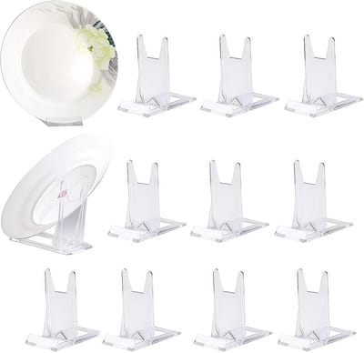 SnelShoppen - Acrylic Plate Stand 10 Stuks - Transparant, 11.5 x 10.5 x 6 cm - Stevige Acrylaat Houder voor Foto's, Borden en Decoraties - Ideaal voor